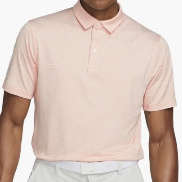 Nike Dri-FIT Men's Pinstripe Player Polo Light Orange & White size L - Picture 1 of 13